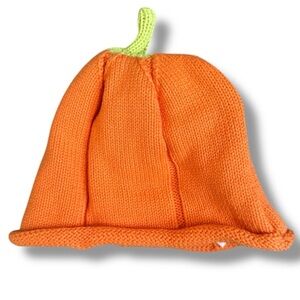 Carter's Pumpkin Baby Beanie One Size Orange Knit Hat 100% Cotton